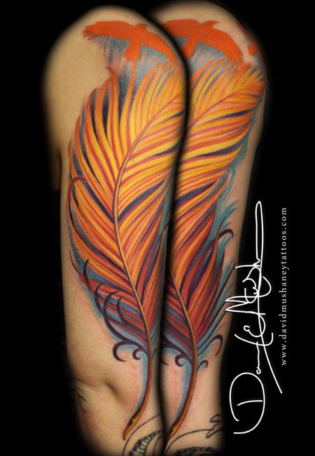 David Mushaney - Color Half Sleeve - Feather and Birds